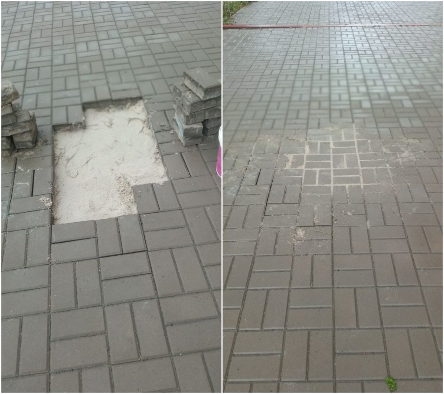 Степная 2б провал плитки на тротуарной дорожке устранен